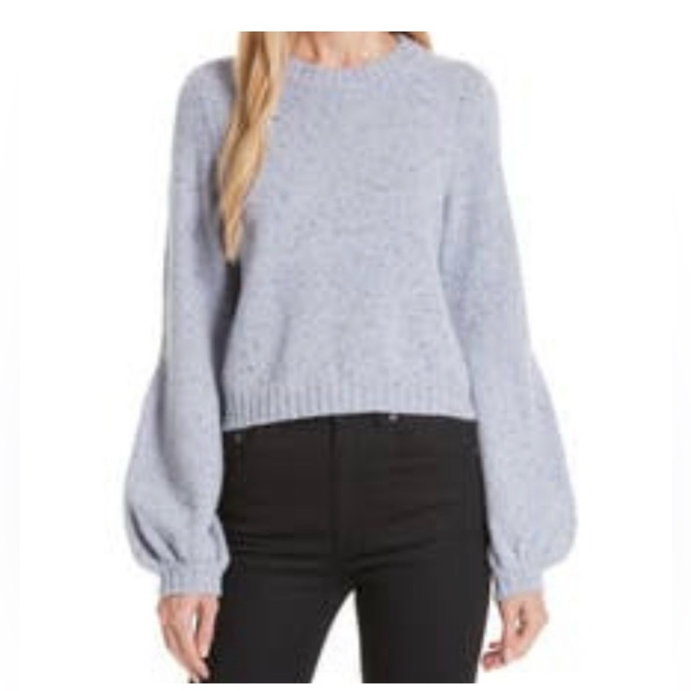 MILLY Light Blue Crewneck Knit Sweater – Size L – Soft Minimalist Classic